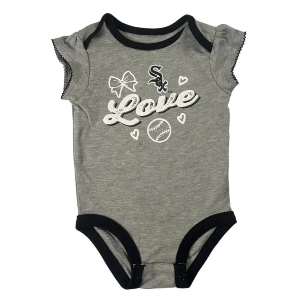 MLB Chicago White Sox Infant Girls Flutter Sleeve Bodysuit 3 Pack, 18 Months